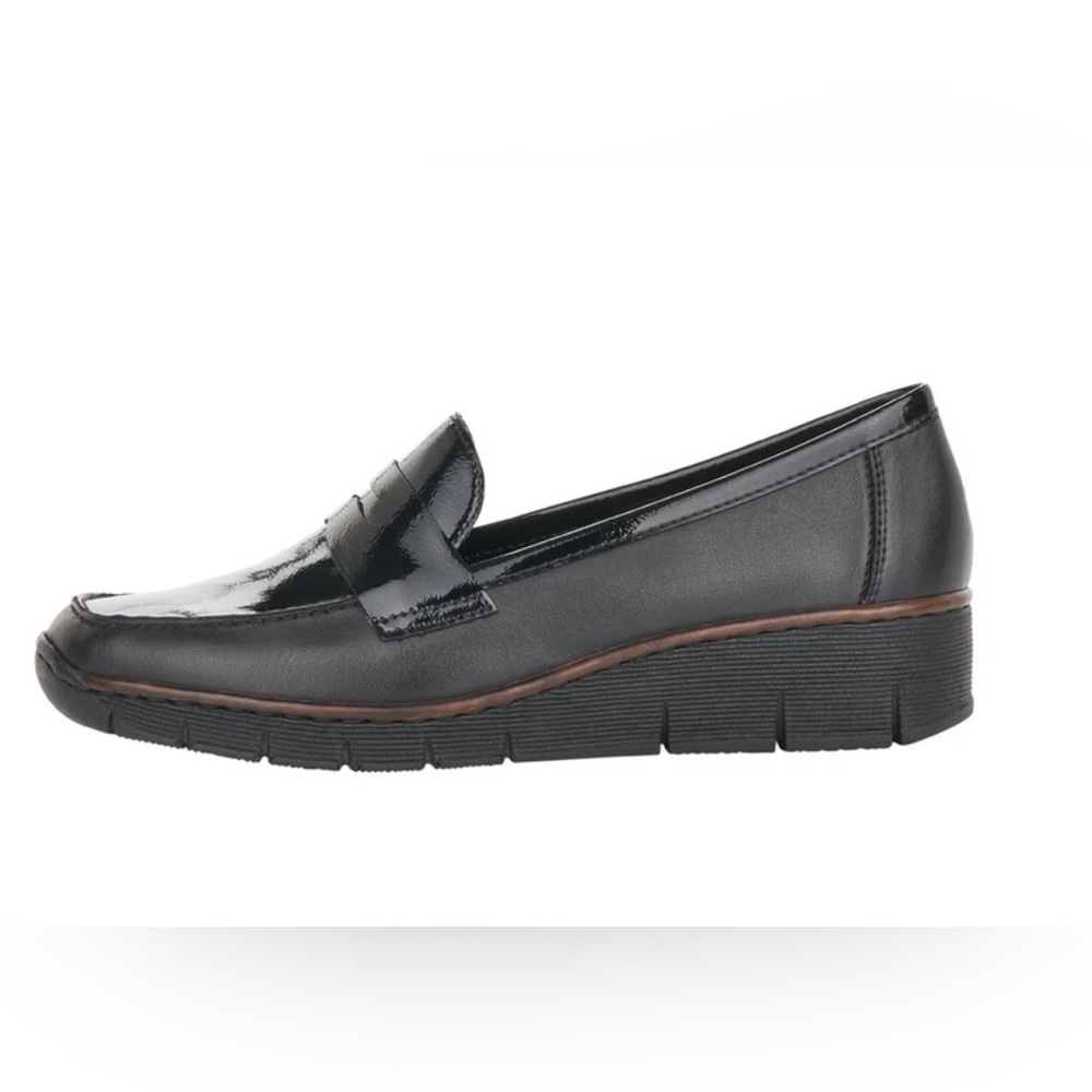 Riecker Black Leather Slide - 39